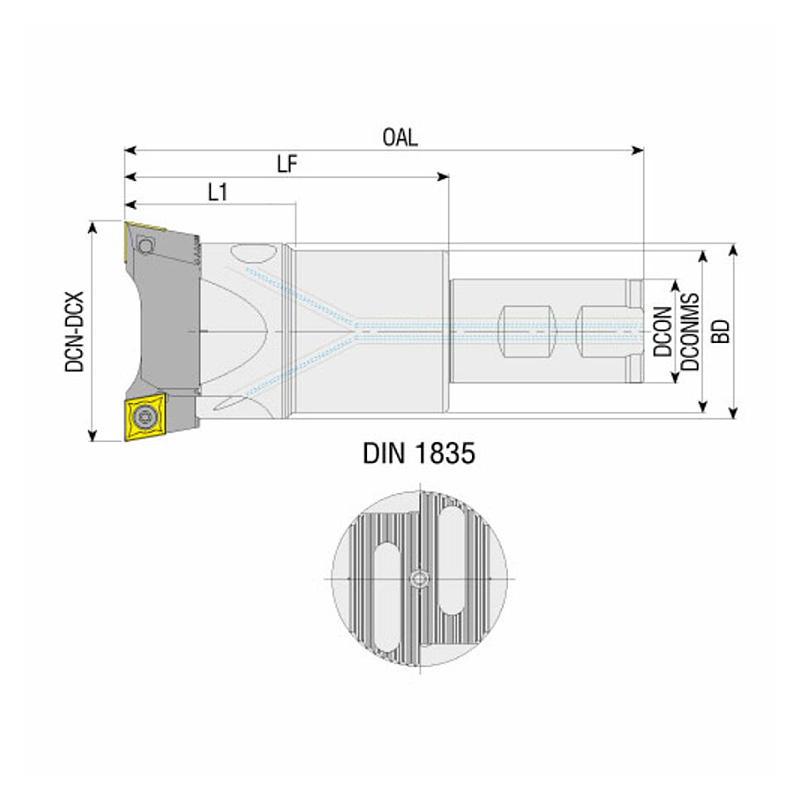 ABHR-D50x68-W32-L280-CC12 kétélű nagyoló kiesztergáló, Ø 50-68 mm, L=280 mm, AKKO