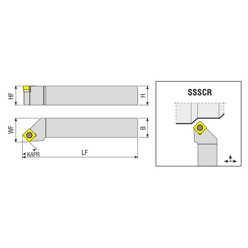 SSSCR 1212 F09 esztergakés, 45°, 12x12 mm, AKKO