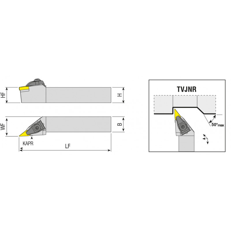 TVJNR 2525 M16 esztergakés, 93°, 25x25 mm, AKKO