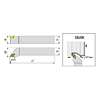 SDJCR 1212 F07 esztergakés, 93°, 12x12 mm, AKKO