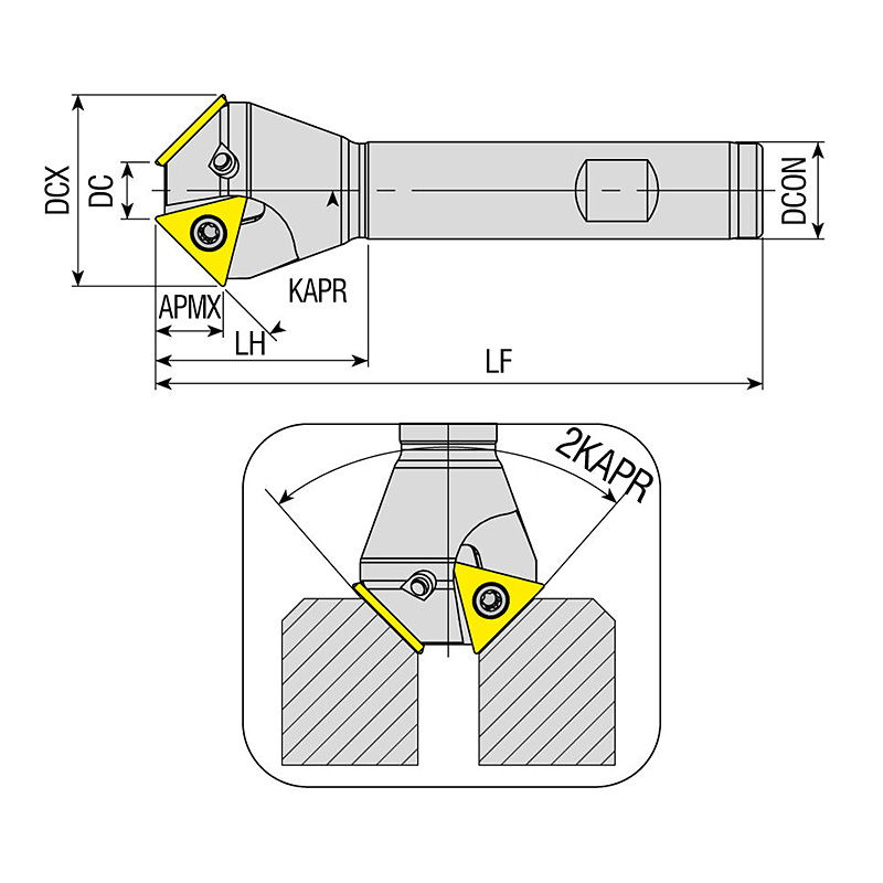 ACM30-TC16-D17.5X32.5-W20-L100-Z02 száras élletörő maró, Ø 32 mm, AKKO