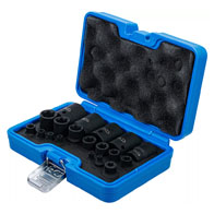 Levegős dugókulcskészlet, E-profil Plus, 1/4" - 3/8" - 1/2", EP4 - EP32, 19 darabos (BGS-74554)