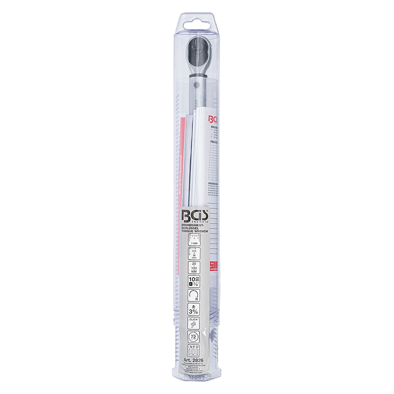 Nyomatékkulcs, finom beosztású, 3/8", 20 - 120 Nm (BGS-2826)