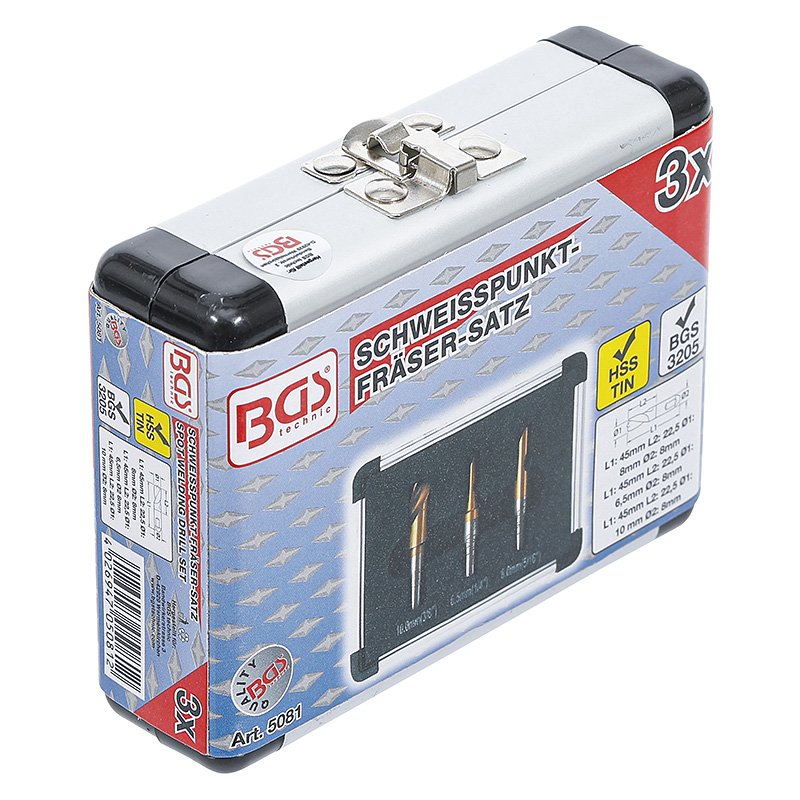 Hegesztési pontfúró készlet, HSS, 3 darabos (BGS-5081)