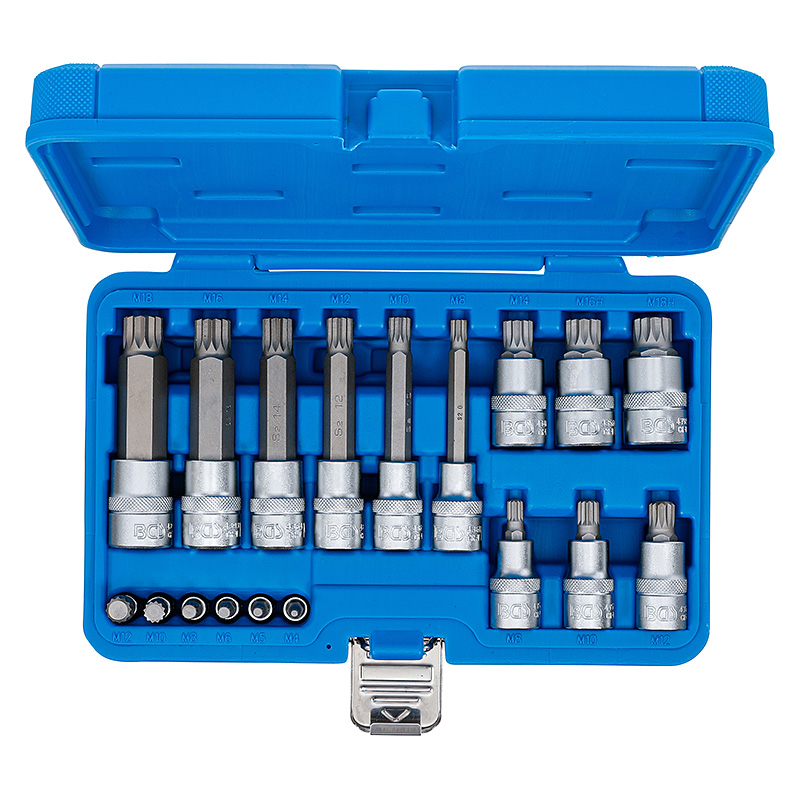 Behajtófej-készlet, 1/4" és 1/2", XZN, 18 darabos (BGS-5172)