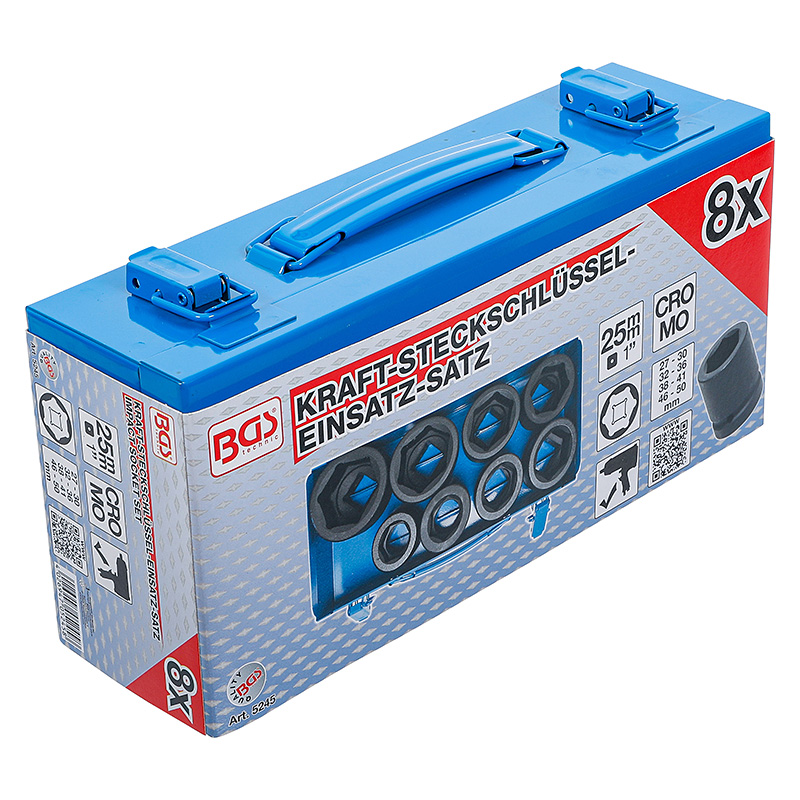 Levegős dugókulcskészlet hatszögletű, 1", 27 - 50 mm, 8 darabos (BGS-5245)