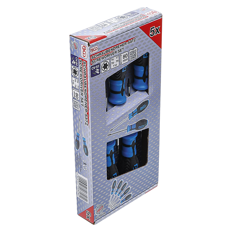 Csavarhúzó készlet, T-profil (Torx), T6 - T10, 5 darabos (BGS-6828)