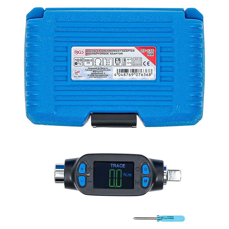 Digitális nyomaték-adapter, 3/8", 27 - 135 Nm (BGS-70211)