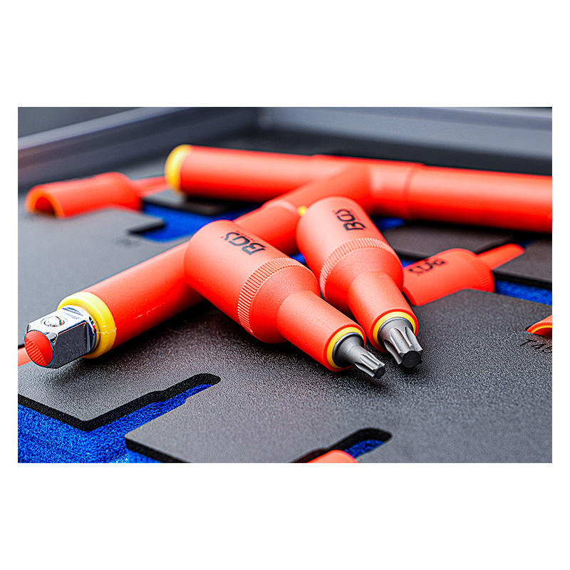 VDE behajtófej készlet, 1/2", T-profil (Torx) T20 - T55, 10 darabos, tálcán (BGS-70217)