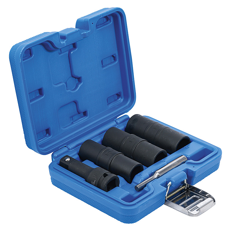 Speciális levegős, fordítóbetétes dugókulcskészlet, hatszögletű és csavarhúzó, 17 - 19 - 21 mm, 1/2", 3 darabos (BGS-7467)