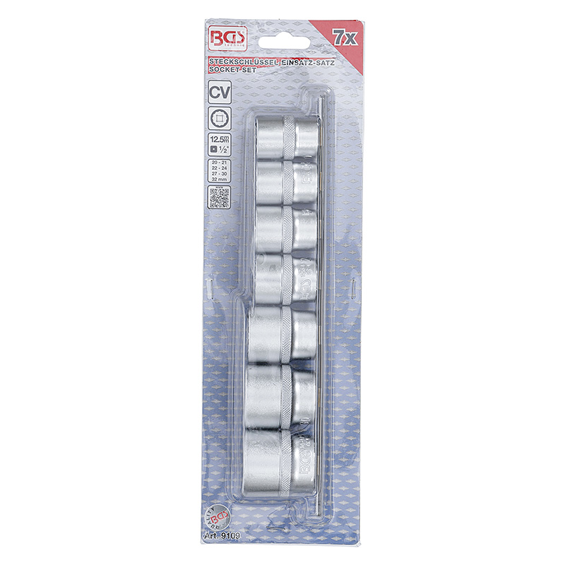 Dugókulcskészlet, tizenkétszögletű, 1/2", 20 - 32 mm, 7 darabos (BGS-9109)