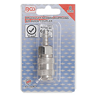 Levegős gyorscsatlakozó hüvely, 1/4"-os, 8 mm tömlőcsatlakozóval (BGS-3226-1)