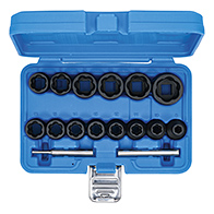 Spirálbites dugókulcskészlet /csavarkiszedő, 1/2", 8 - 27 mm, 16 darabos (BGS-5269)