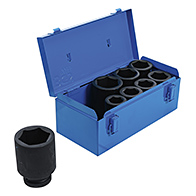 Levegős dugókulcskészlet hatszögletű, hosszított, 1", 27 - 50 mm, 8 darabos (BGS-5500)