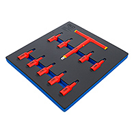 VDE behajtófej készlet, 1/2", T-profil (Torx) T20 - T55, 10 darabos, tálcán (BGS-70217)