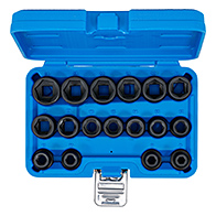 Levegős dugókulcskészlet hatszögletű, extra lapos, 1/2", 8 - 24 mm, 17 darabos (BGS-9286)