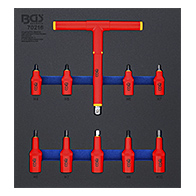 VDE-behajtófej készlet, 3/8" - 1/2", imbusz, 4 - 10 mm, 10 darabos, tálcán (BGS-70216)