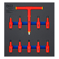 VDE behajtófej készlet, 1/2", T-profil (Torx) T20 - T55, 10 darabos, tálcán (BGS-70217)