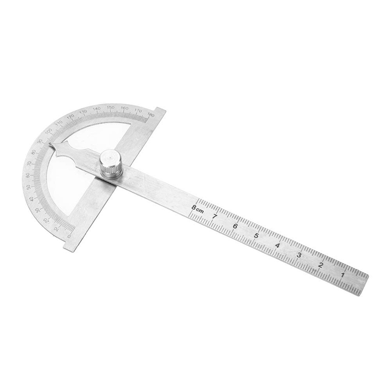 Szögmérő, inox, mm skálázott pengével, leolvasás: 1°