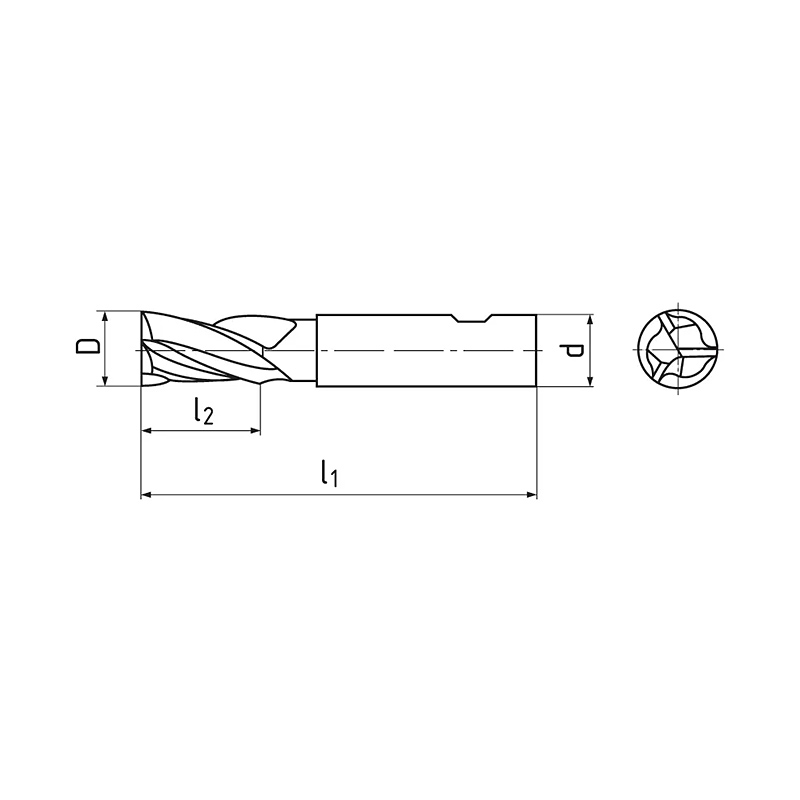 Ujjmaró könnyűfémhez, hosszú, 3 élű, DIN844L, 40°, HSS-E-Co8, W, Weldon, ZPS 111418