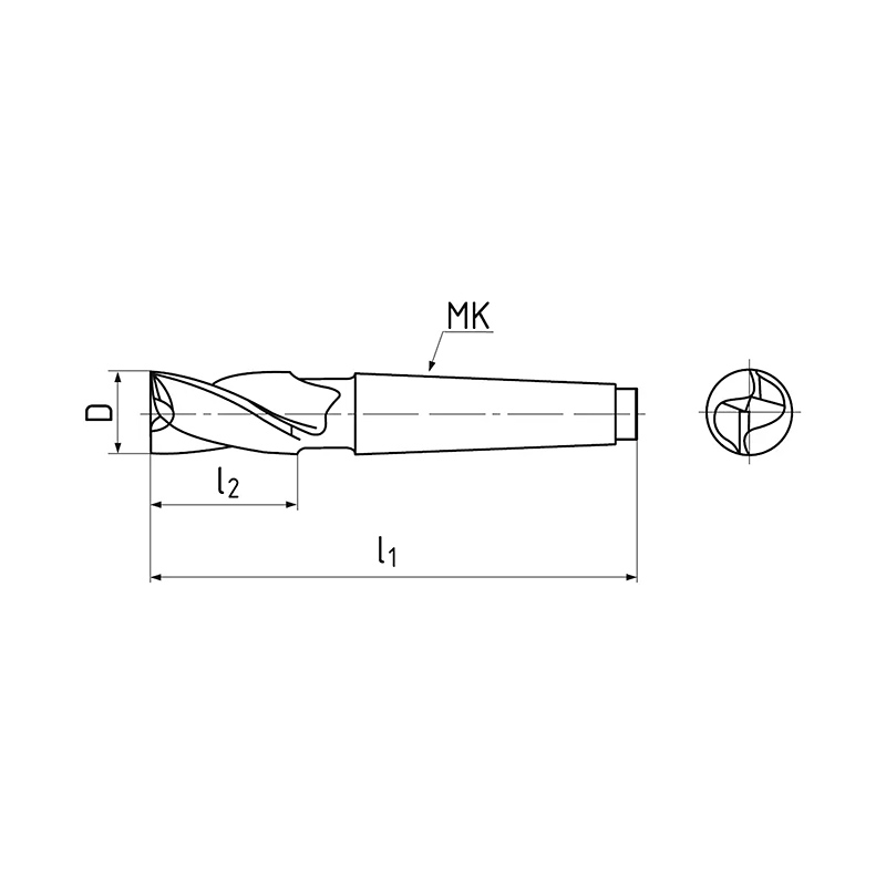 Kúposszárú hosszlyukmaró, 2 élű, DIN326, 25°, HSS-E-Co5, ZPS 260545