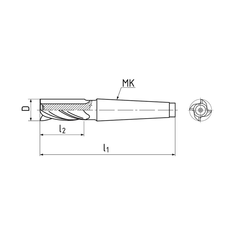Kúposszárú ujjmaró, hosszú, DIN845B, 35°, H, HSS-E-Co8, ZPS 441248