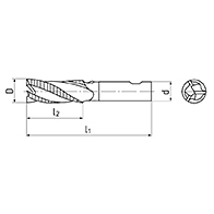 Ujjmaró, nagyoló-simító, 3 élű, DIN844K, 35°, NR-F, HSS-E-Co8, Weldon, ZPS 104418P