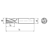 Ujjmaró könnyűfémhez, hosszú, 3 élű, DIN844L, 40°, HSS-E-Co8, W, Weldon, ZPS 111418