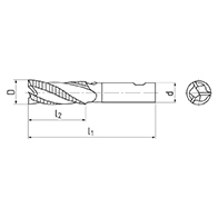 Ujjmaró, nagyoló, 3 élű, DIN844K, 30°, NR, HSS-E-PM, AlTiN, Weldon, ZPS 124417 AlTiN
