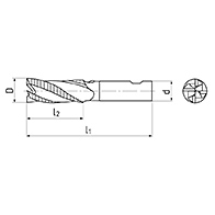 Ujjmaró, nagyoló-simító, DIN844K, 30°, HR-F, HSS-E-Co8, Weldon, ZPS 128518P